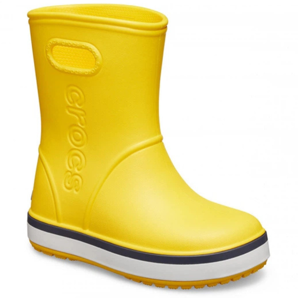 Детские резиновые сапоги Crocs Crocband Rain Boot kids Yellow/Navy 29р (C12) 17,5-18,3см 842-26 фото